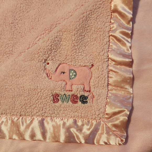 Child Of Mine Carters Baby Blanket Satin Trim Elephant Sweet Girl Sherpa Nursery - Picture 2 of 7